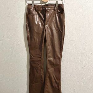 Faux Leather Bell-Bottom Pants